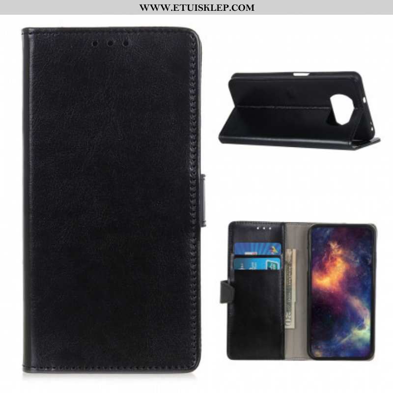 Etui Folio do Poco X3 / X3 Pro / X3 NFC Prosty Efekt Błyszczącej Skóry